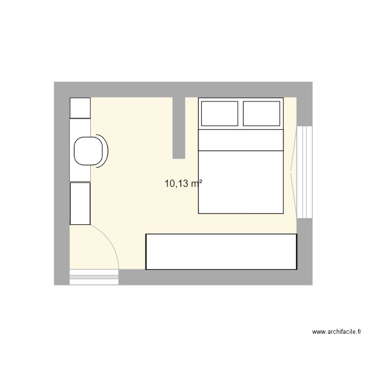 Atelier Chambre. Plan de 1 pièce et 10 m2
