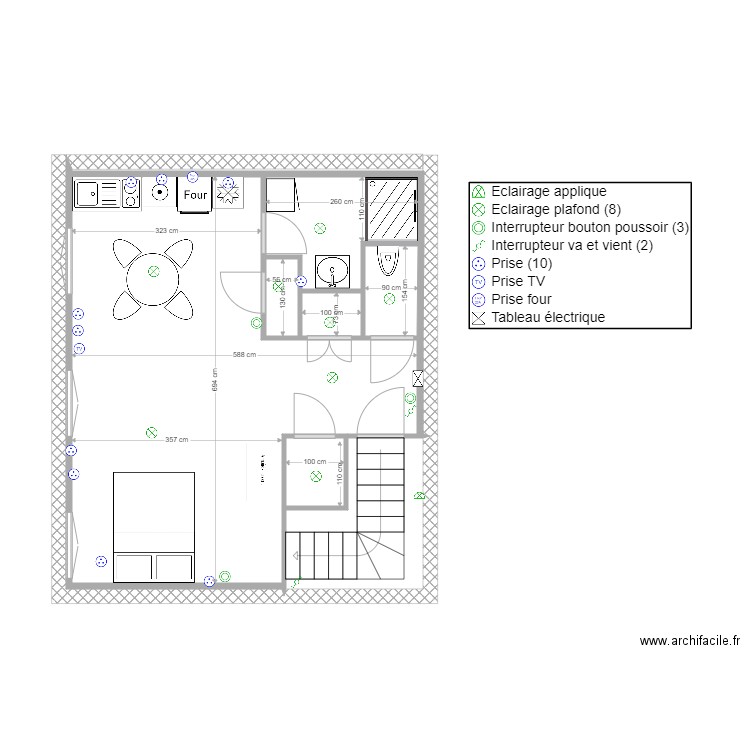 michel2 el. Plan de 5 pièces et 8 m2