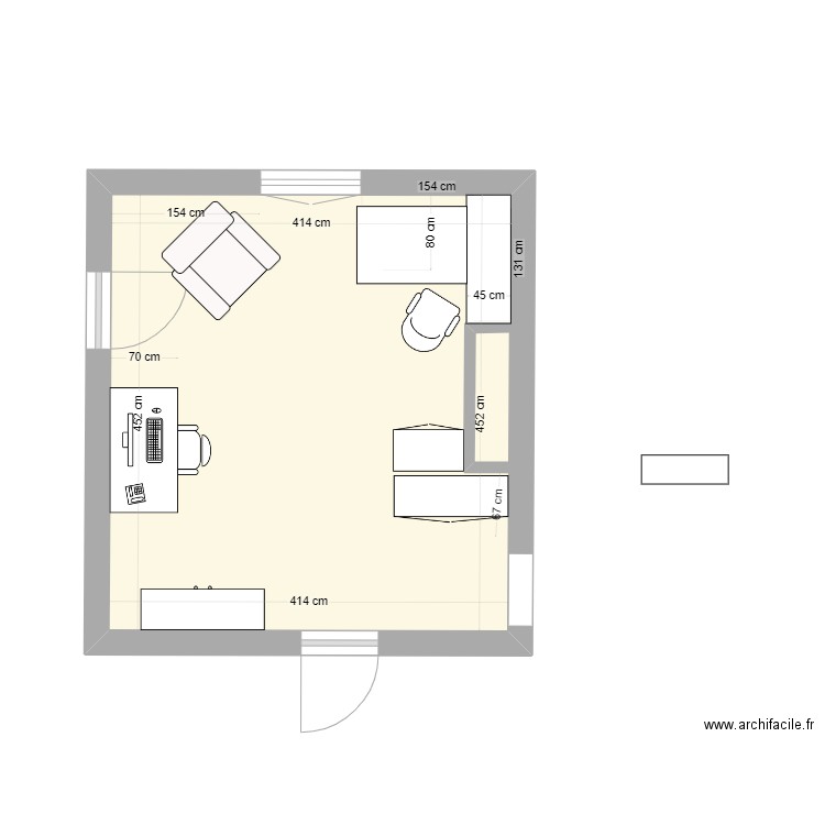 bureau maison 2. Plan de 1 pièce et 19 m2