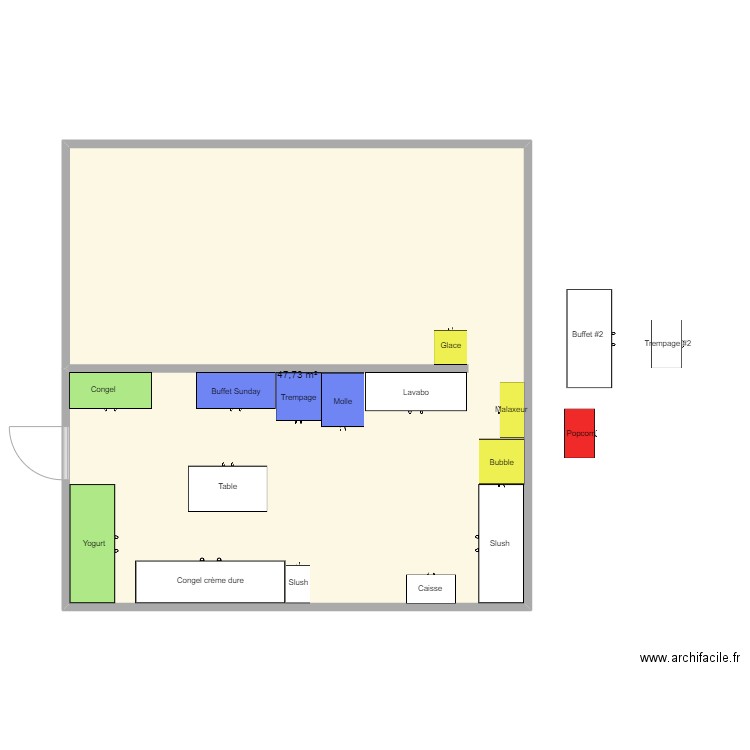 La Sorbetiere. Plan de 1 pièce et 48 m2