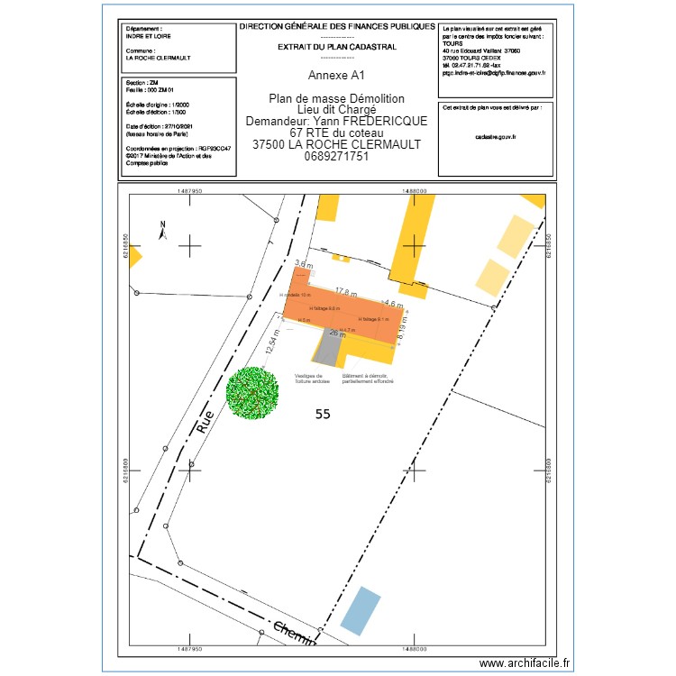 annexe 1 PLAN DE MASSE démolition. Plan de 0 pièce et 0 m2