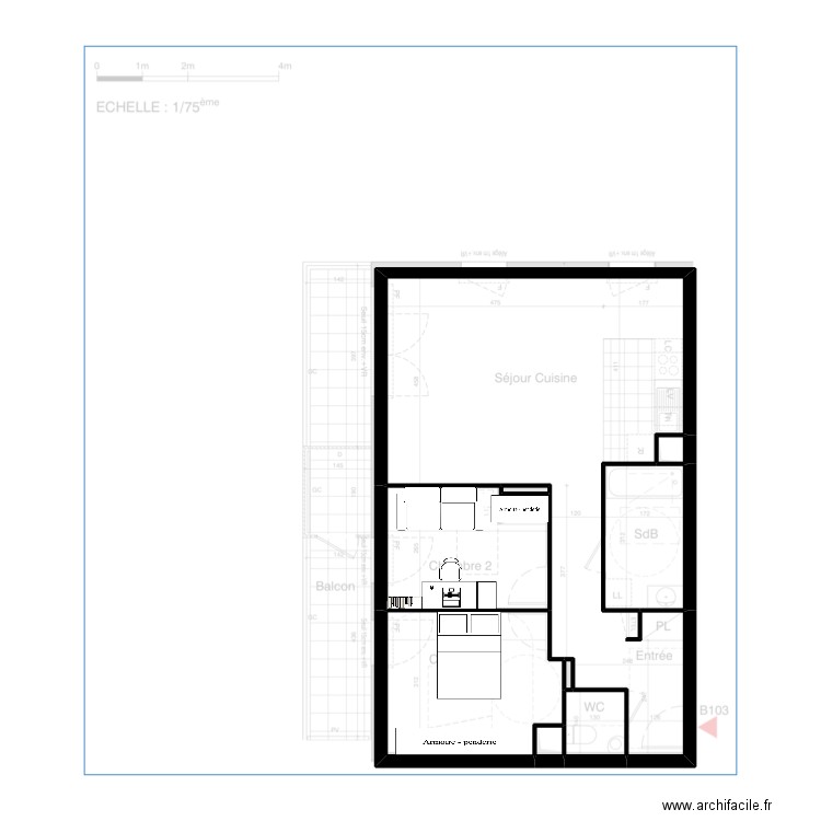 B103 - ORIGINAL - MEUBLÉ. Plan de 0 pièce et 0 m2