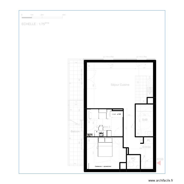 B103 - ORIGINAL - MEUBLÉ. Plan de 9 pièces et 65 m2