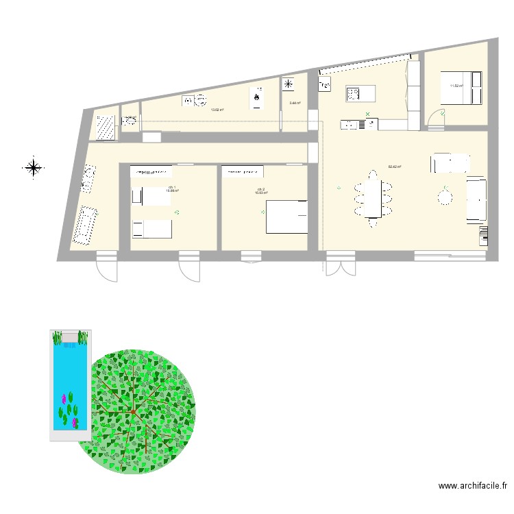 rdc garenne meuble permis de construire. Plan de 0 pièce et 0 m2