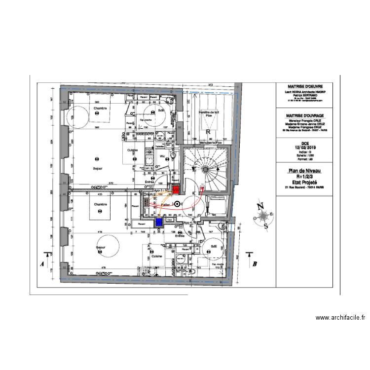 DESENFUMAGE PALIER R 1 2 3 4 5. Plan de 0 pièce et 0 m2