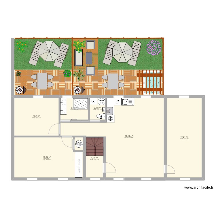 Maison Vire 2nd. Plan de 8 pièces et 87 m2