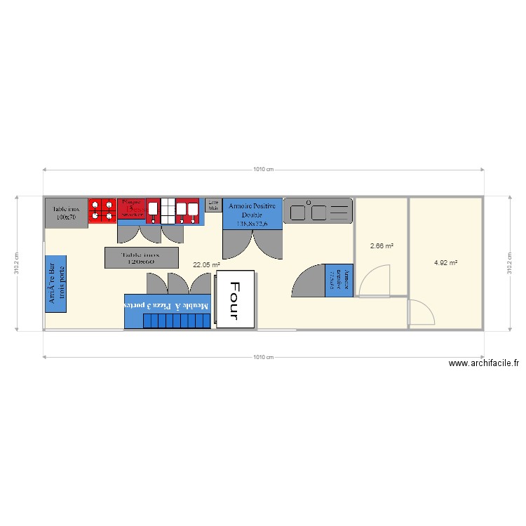 OUASSINI. Plan de 3 pièces et 30 m2