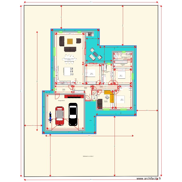 Plan Perso II Terrain 136 m2 . Plan de 0 pièce et 0 m2