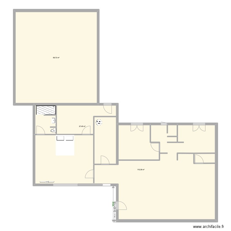 PEBRETTE PLAN. Plan de 3 pièces et 213 m2