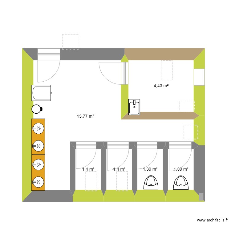 Plan toilette Public . Plan de 0 pièce et 0 m2
