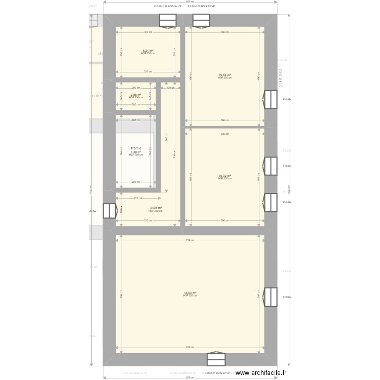 Perrault. Plan de 15 pièces et 305 m2