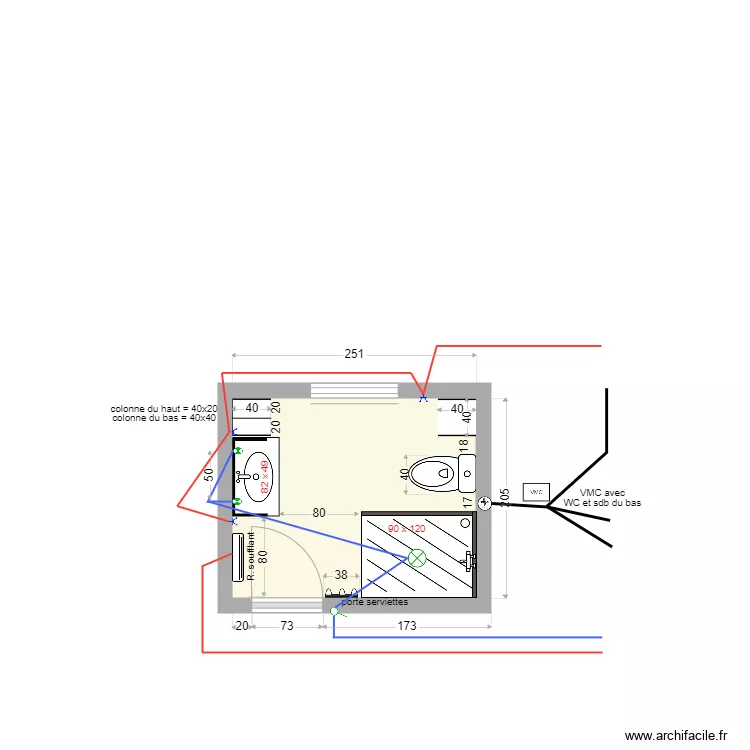 salle de bains 2022 09-28a douche 90 cm. Plan de 