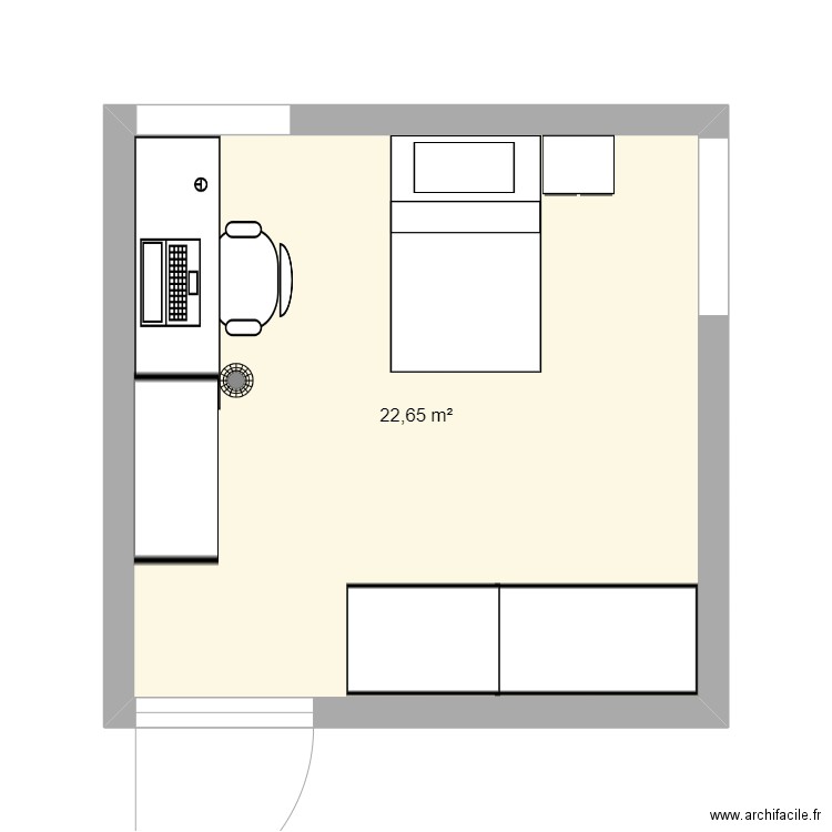 ma chambre. Plan de 1 pièce et 23 m2