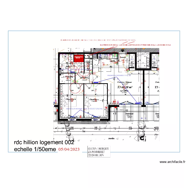 APPARTEMENT HILLION NIVEAU R+1 LOG2. Plan de APPARTEMENT HILLION NIVEAU R+1 LOG2. Plan de