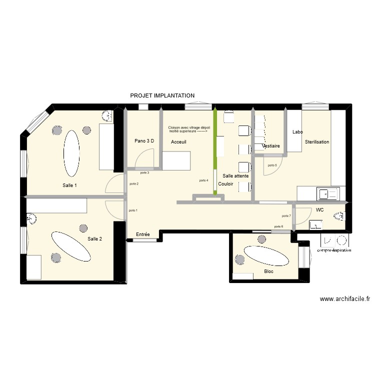 CABINET IMPLANTATION 2eme option. Plan de 10 pièces et 78 m2