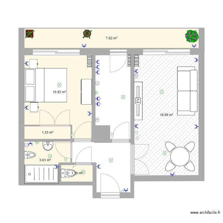 Appt 2023 cotation . Plan de 6 pièces et 42 m2