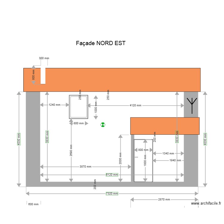 Cabane façade NORD. Plan de 0 pièce et 0 m2