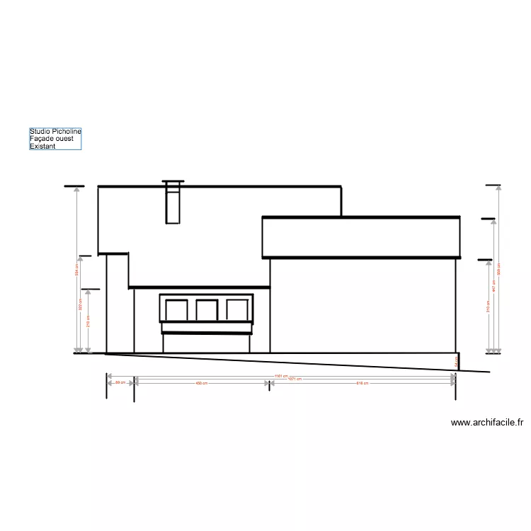 Studio Picholine fa&ccedil;ade ouest Exixtant. Plan de 