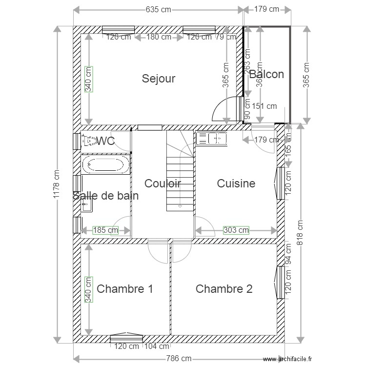 Pavillon 1 étage. Plan de 0 pièce et 0 m2