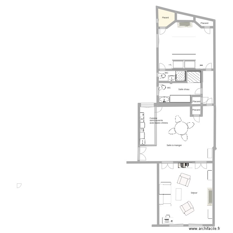 Plan Projet 25 Chomel. Plan de 1 pièce et 5 m2