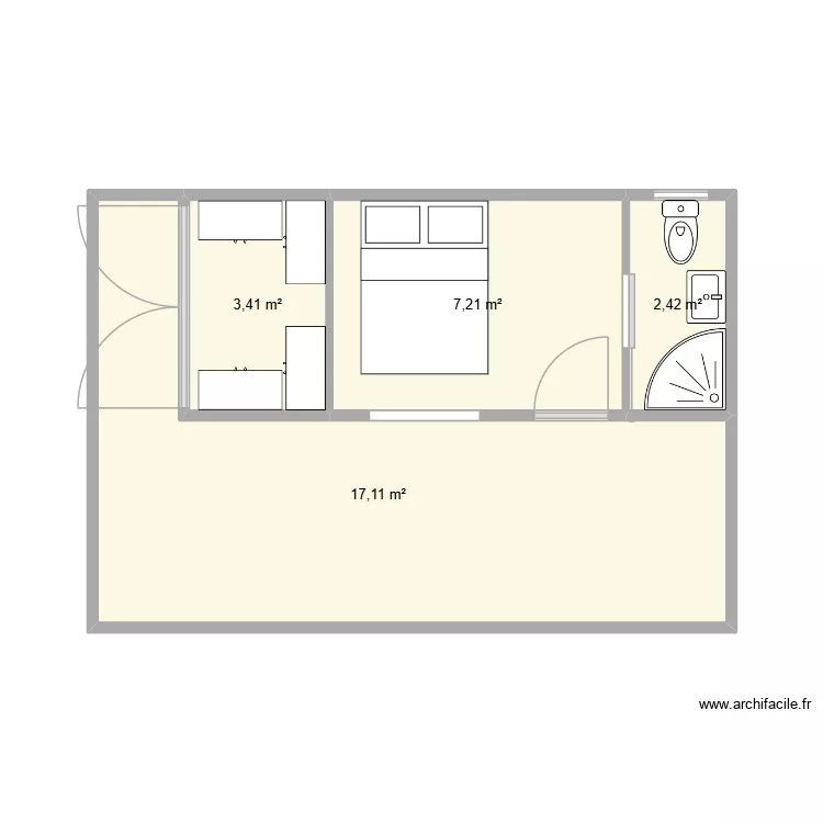 Bungalow. Plan de 4  et 30 m²
