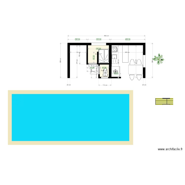 pool house. Plan de 0 pièce et 0 m2