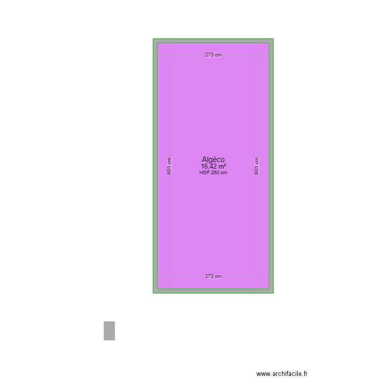 Algeco 6.21x2.93. Plan de 1 pièce et 16 m2