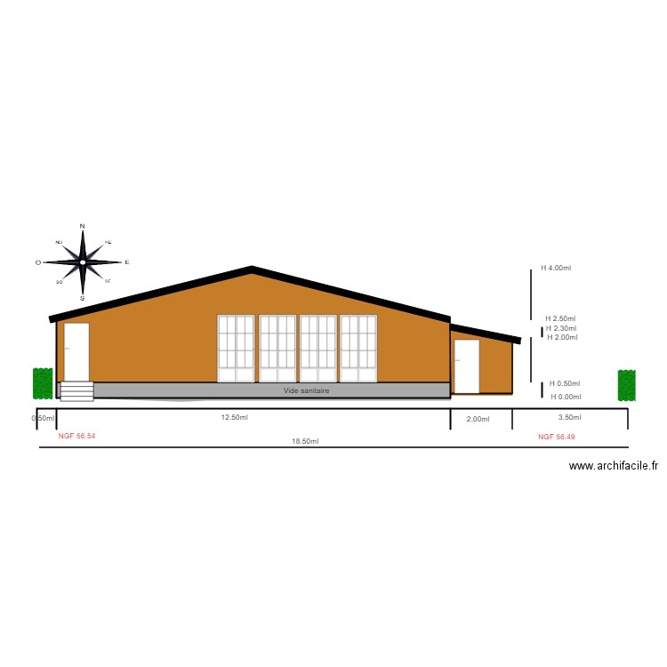 Facade SUD  jc. Plan de 0 pièce et 0 m2