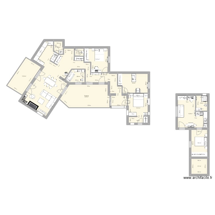 maison  3. Plan de 16 pièces et 182 m2