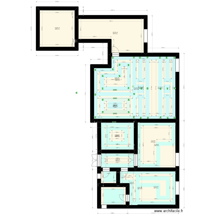 PLAN ELECTRICITE 03. Plan de 17 pièces et 263 m2