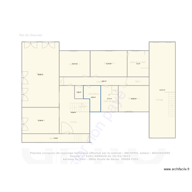 Maison B&C RDC . Plan de 13 pièces et 159 m2