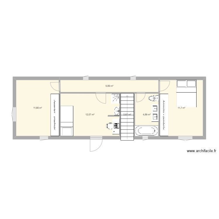 ETAGE NATACHA 1. Plan de 6 pièces et 49 m2