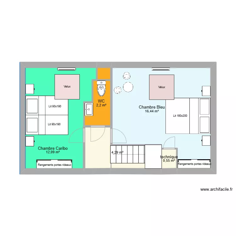 Etage Glycine avec meubles et lits rapprochés avec toilette 03 03 2023. Plan de Etage Glycine avec meubles et lits rapprochés avec toilette 03 03 2023. Plan de