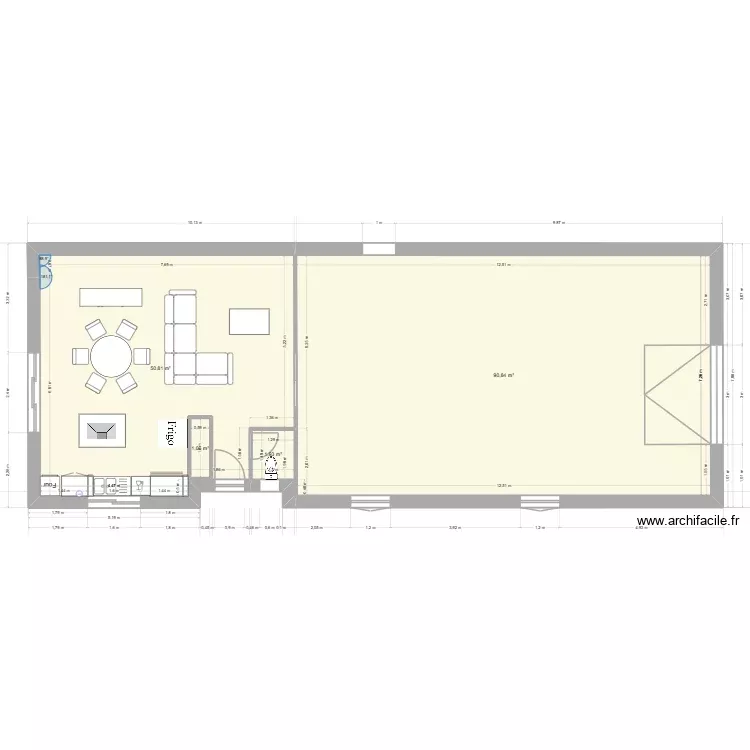 longere. Plan de 4 Pièces et 146 m²