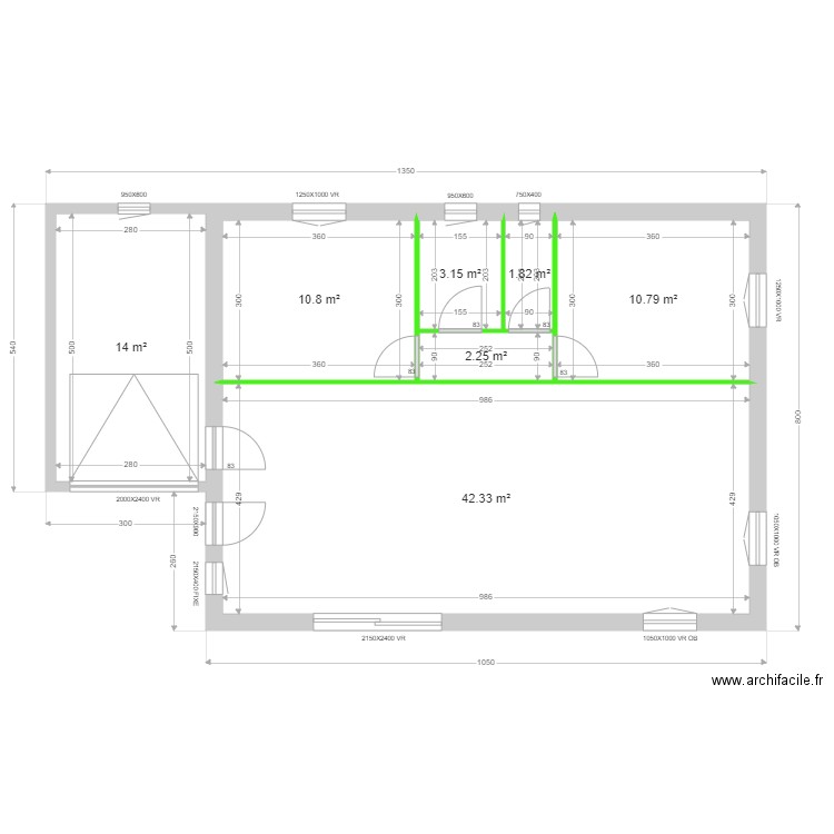 BERAUD Joelle. Plan de 7 pièces et 85 m2