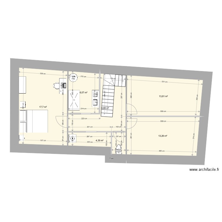 4ème VASSELOT . Plan de 6 pièces et 65 m2