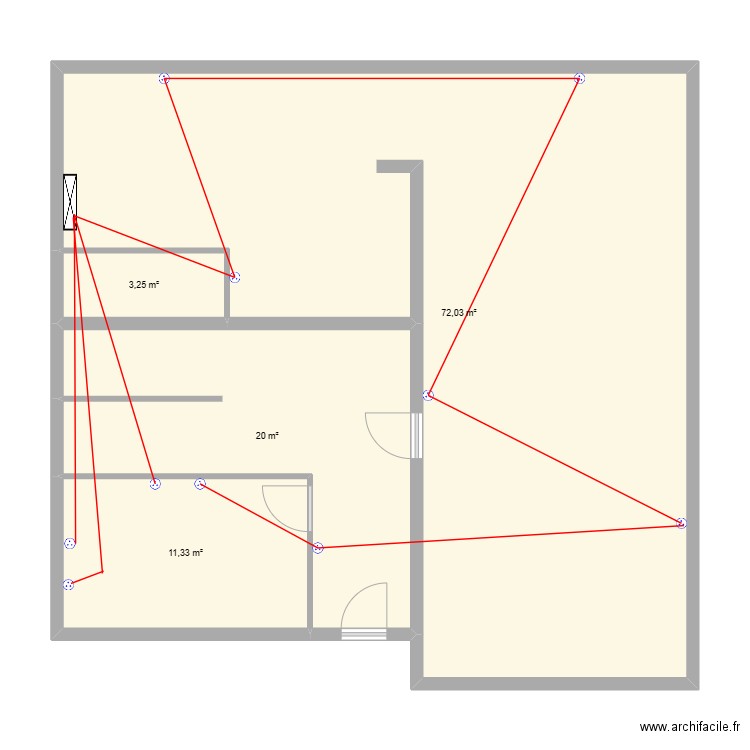 remi sous sol. Plan de 4 pièces et 107 m2