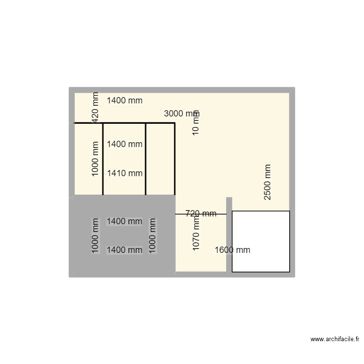 verrière sdb. Plan de 2 pièces et 7 m2