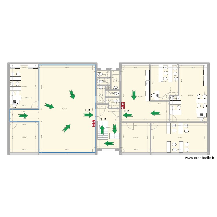 Sécurité R+1 Guillemin . Plan de 15 pièces et 218 m2