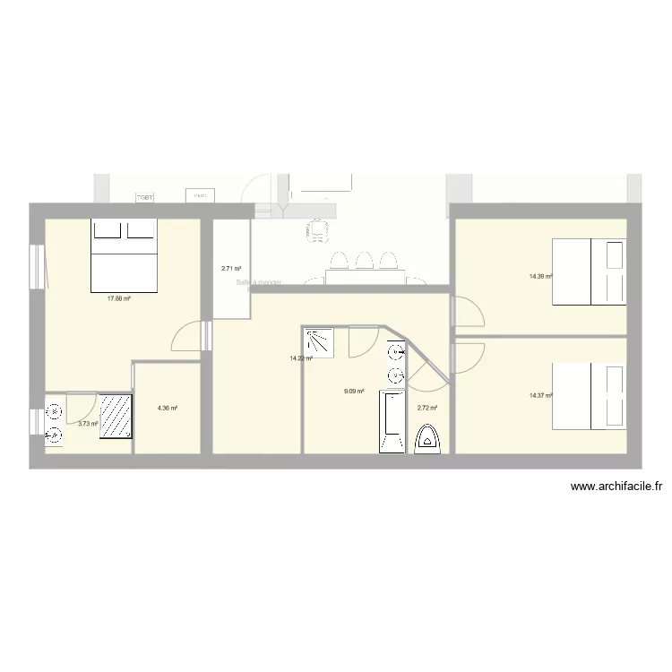 plan apr&egrave;s travaux Thevet 1er &eacute;tage. Plan de 