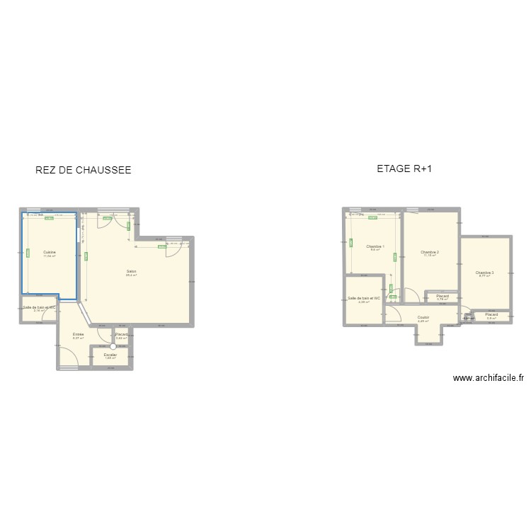 Ayguade rdc. Plan de 14 pièces et 86 m2