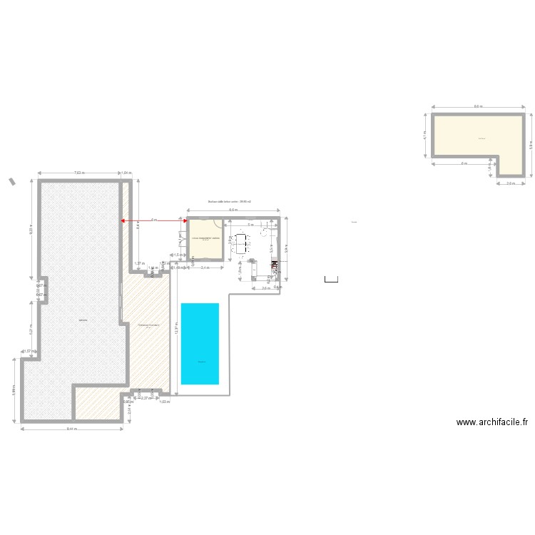 CUISINE ETE envoyée à l'Urbanisme . Plan de 4 pièces et 263 m2