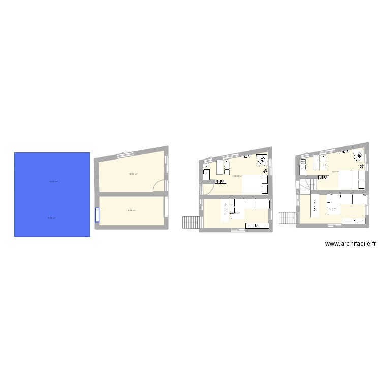 maison en bas. Plan de 8 pièces et 87 m2