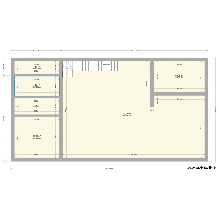 GISSAC 261122. Plan de 6 pièces et 113 m2