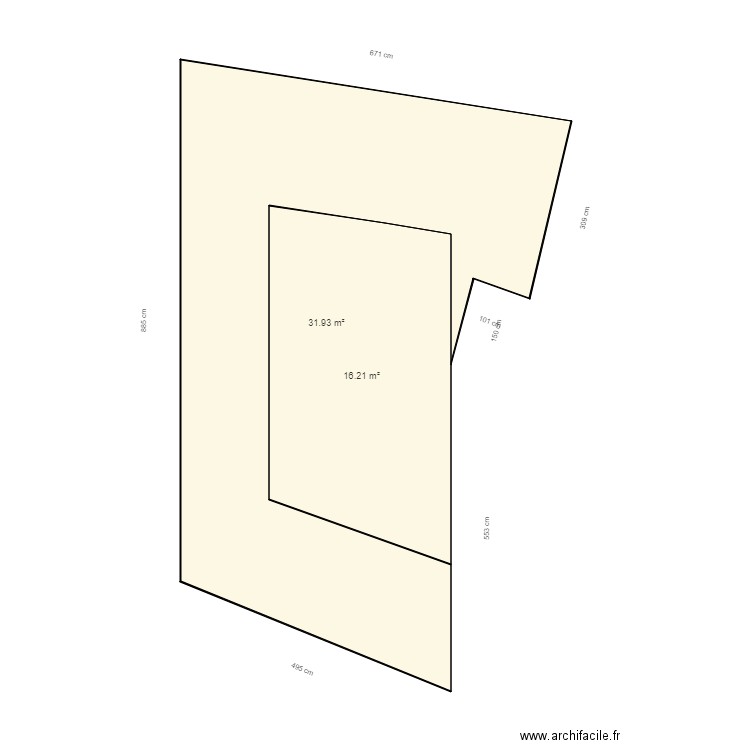 Loquette Le Soler. Plan de 2 pièces et 48 m2