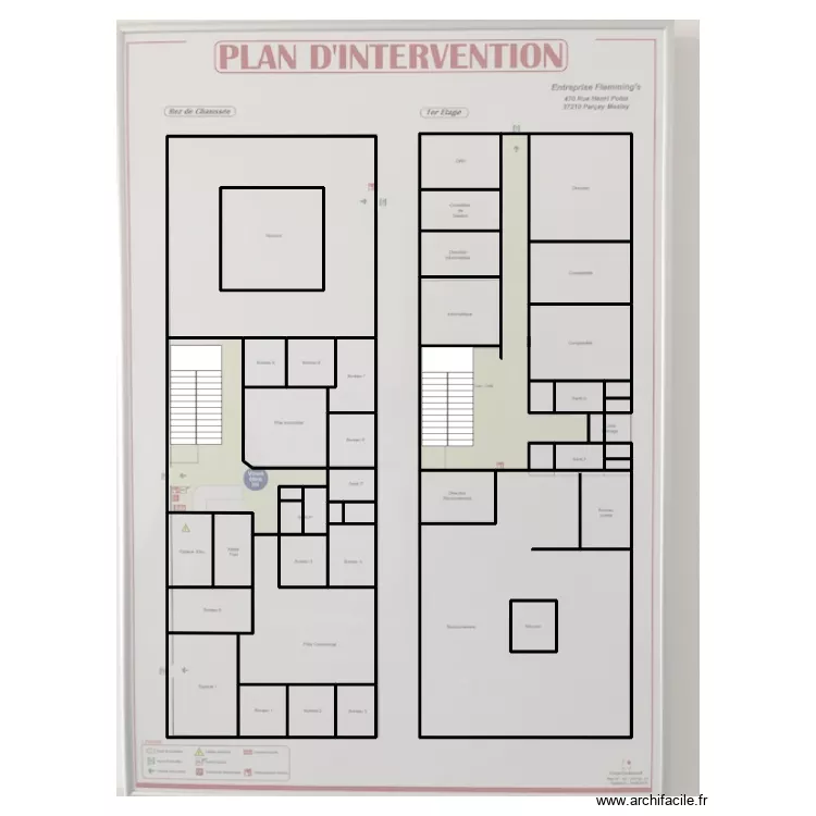 45223 croquis RDC 1er &eacute;tage 1000 m&sup2;. Plan de 