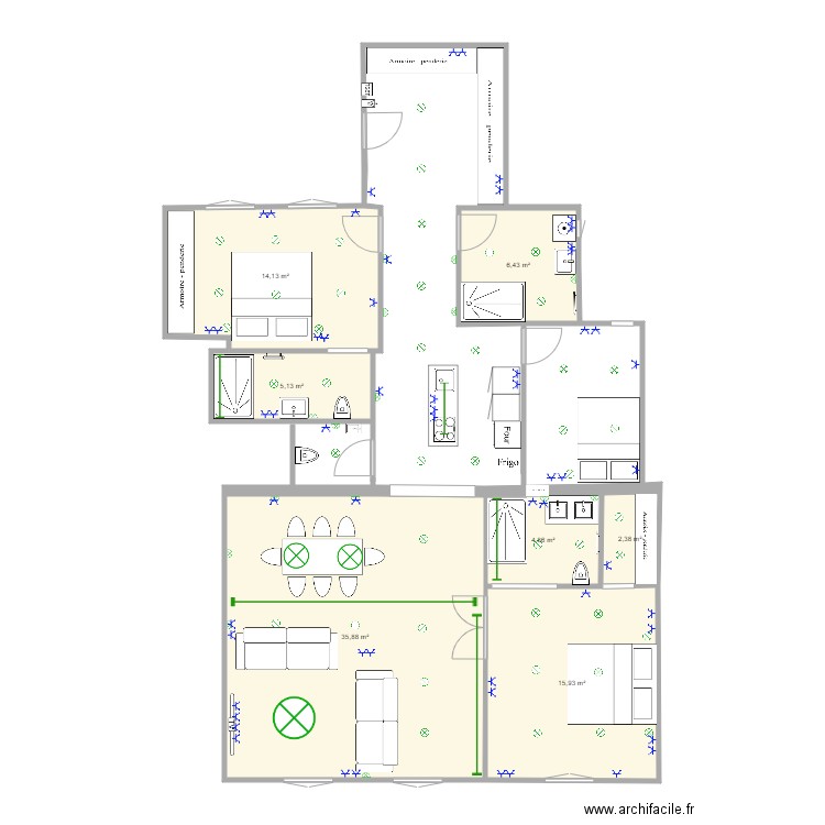 Szent istvan V5 Final. Plan de 7 pièces et 85 m2