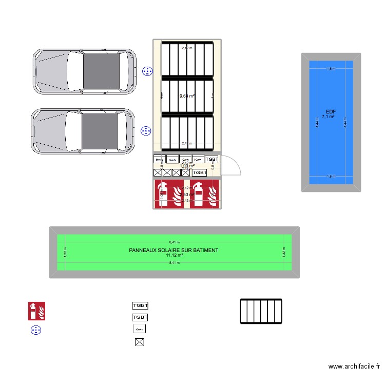 projet container batterie 2. Plan de 5 pièces et 32 m2