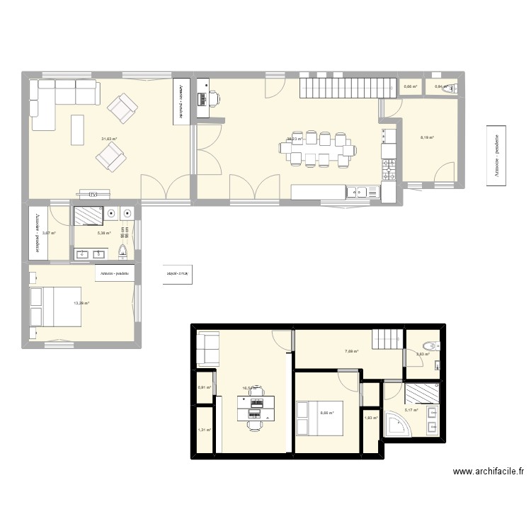 maison++++. Plan de 16 pièces et 147 m2