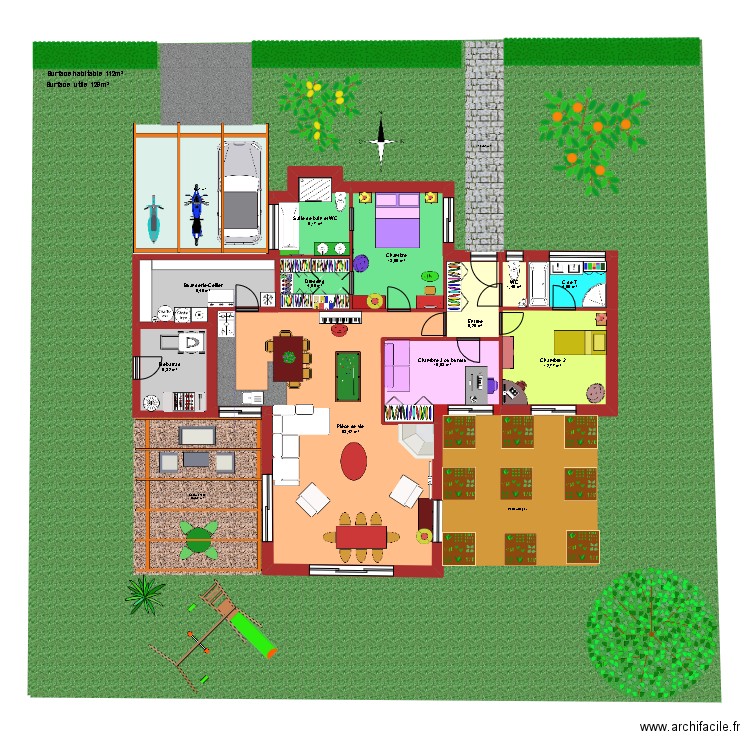 Thibault. Plan de 11 pièces et 129 m2